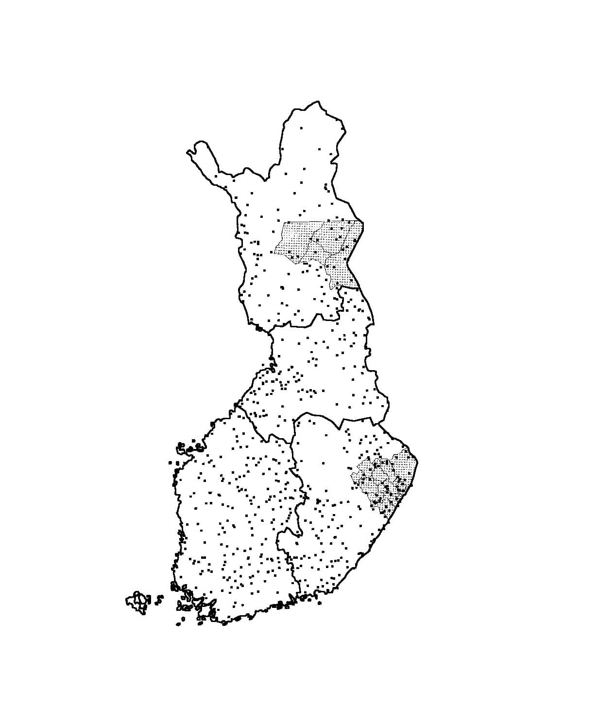 Kartta Suomen marjanviljelystä Värityskuva
