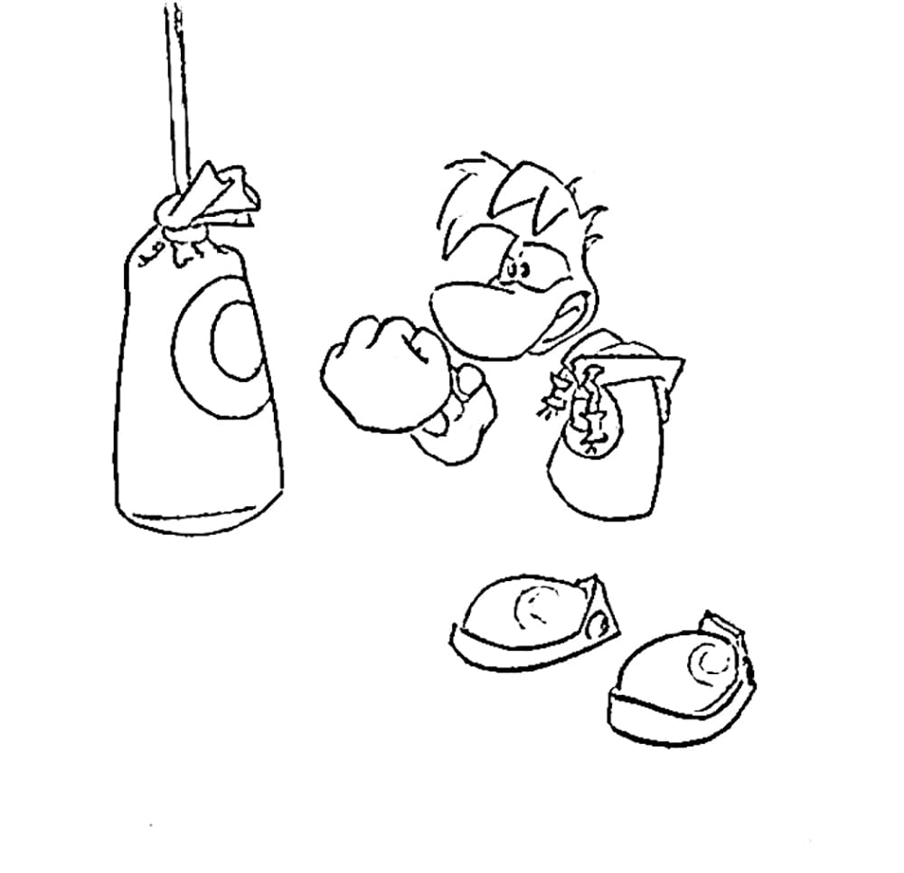 Rayman harjoittelee nyrkkeilyä Värityskuva