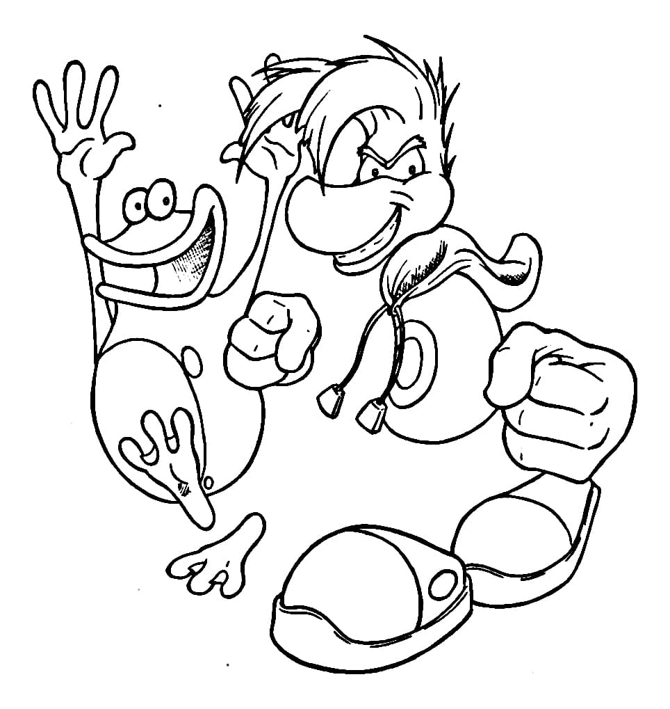 Rayman ja hänen ystävänsä Värityskuva