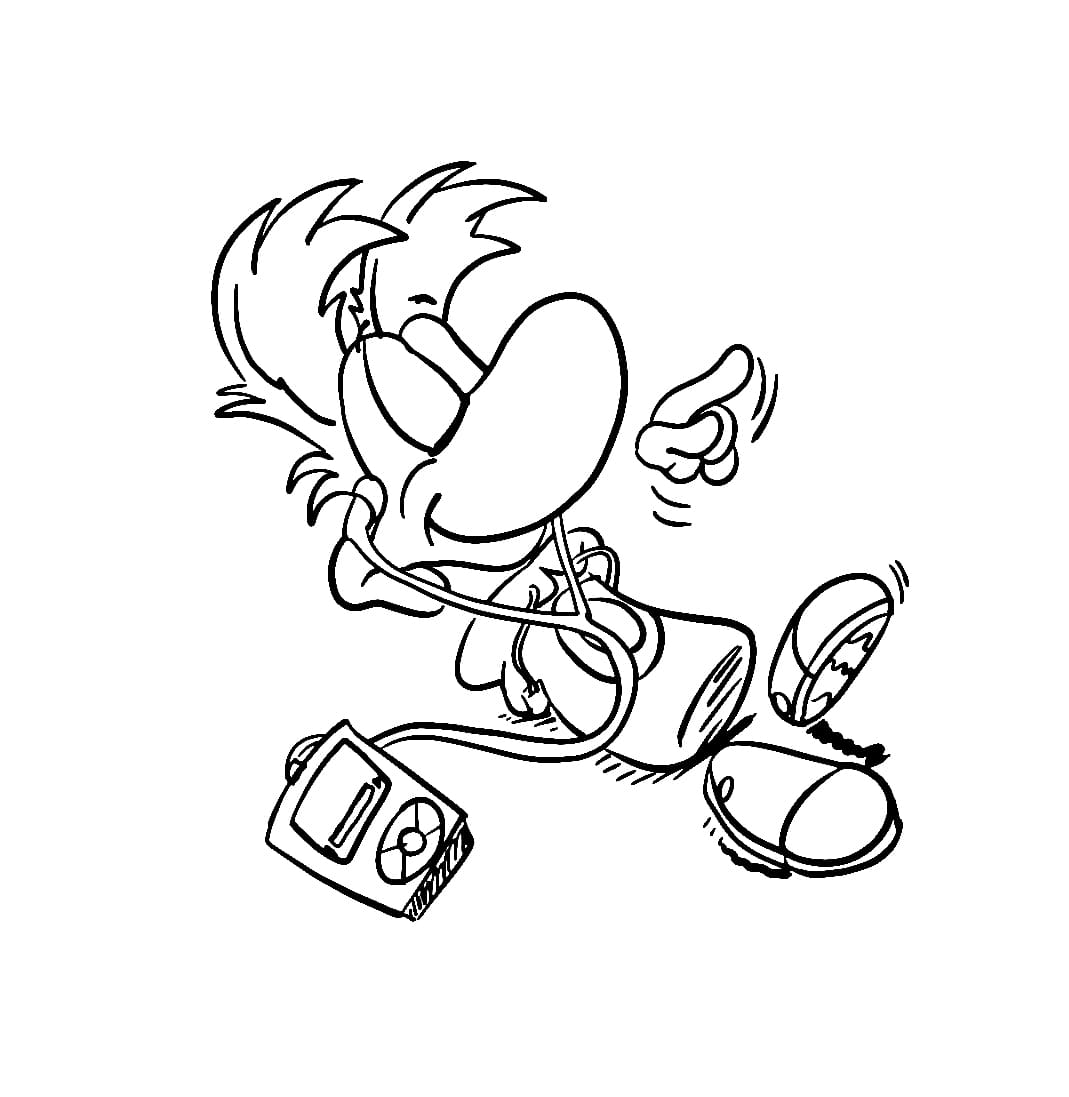 Rayman kuunnella musiikkia Värityskuva