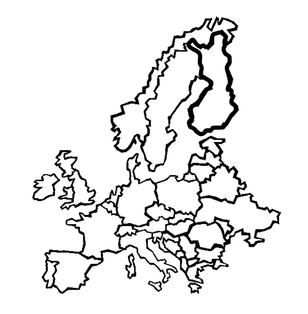 Suomen kartta Euroopassa Värityskuva