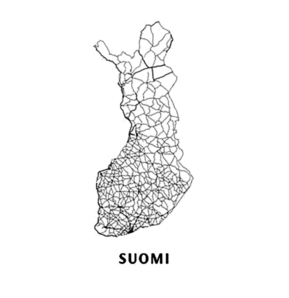 Suomen tiekartta Värityskuva