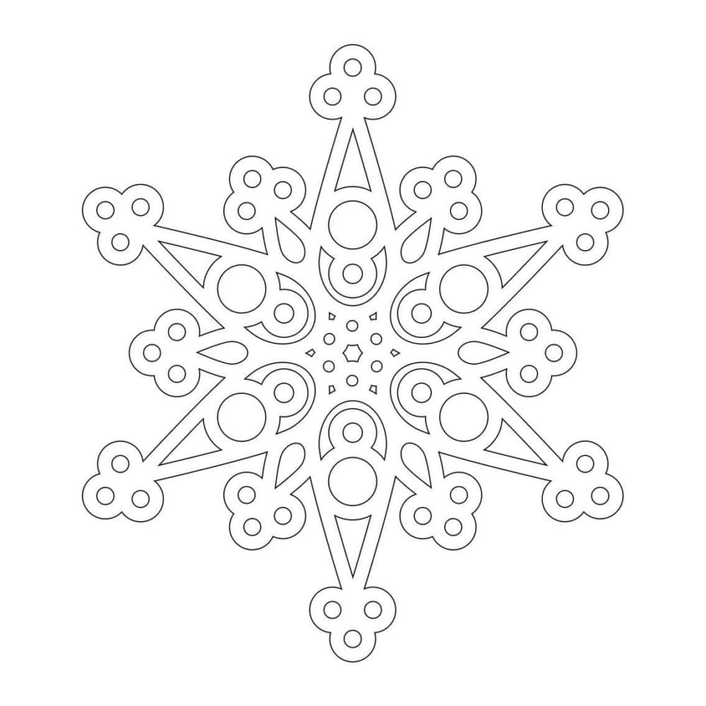 Ohut litteä lumihiutale Värityskuva