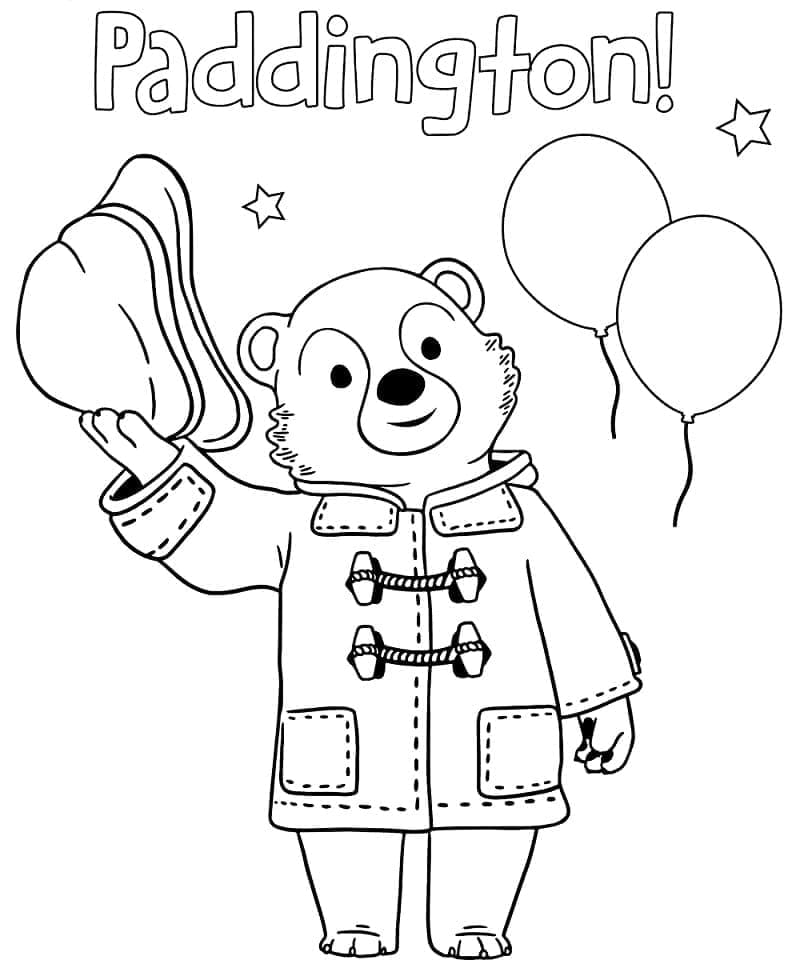 Paddington ja ilmapallot Värityskuva