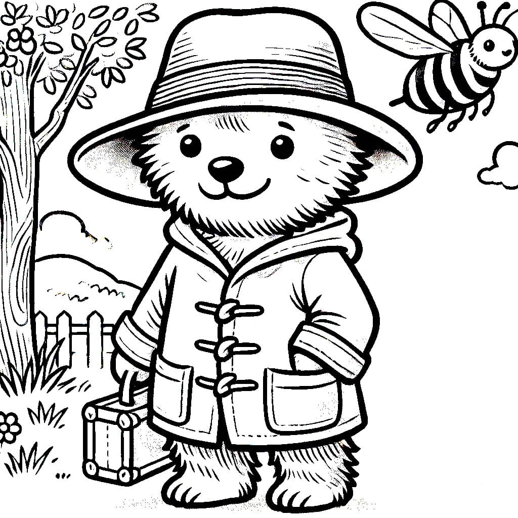 Paddington ja mehiläinen Värityskuva
