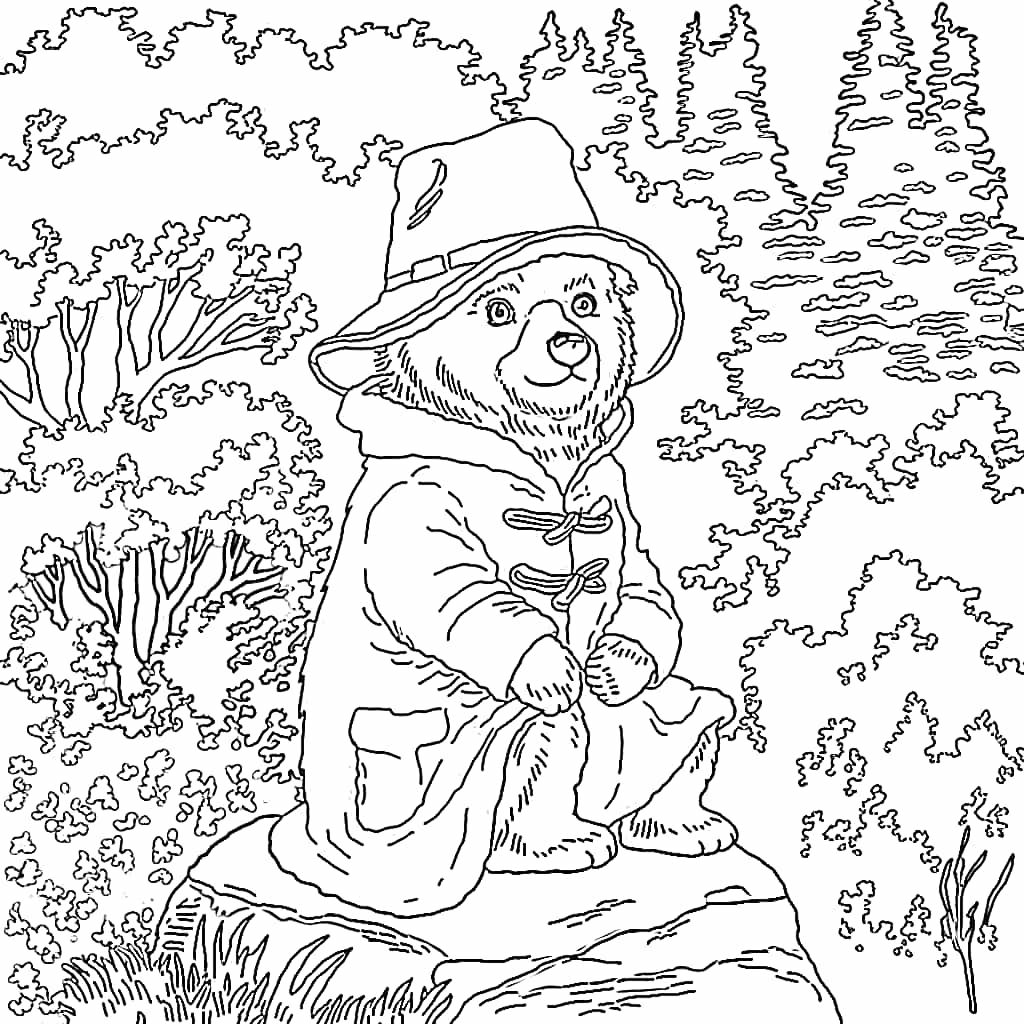 Paddington metsässä Värityskuva