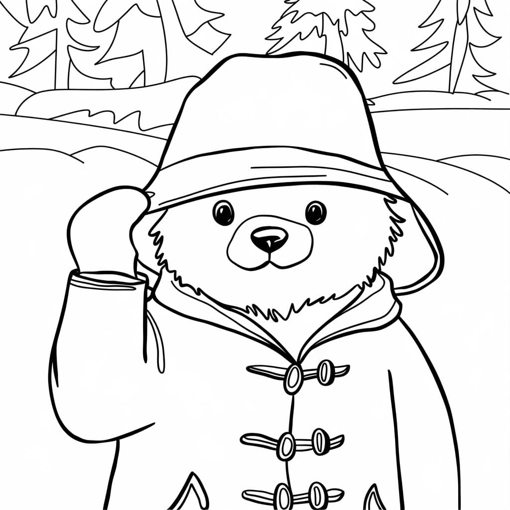 Paddington otti hattuaan Värityskuva