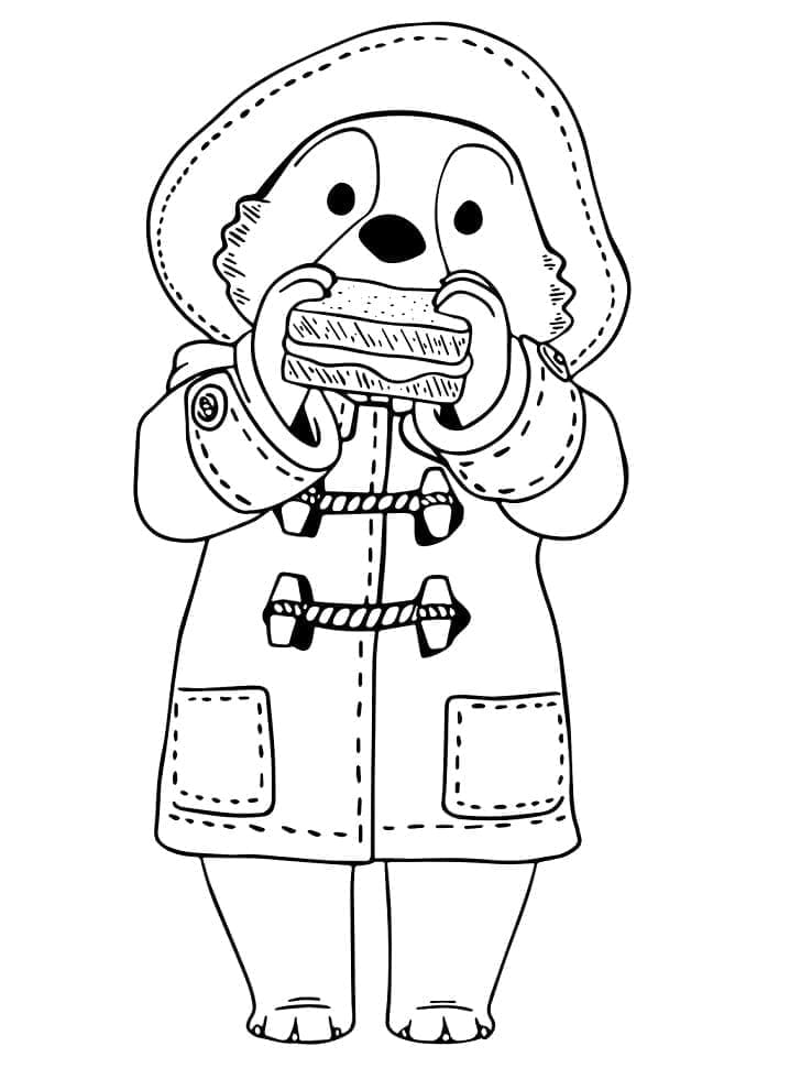Paddington syö voileipää Värityskuva
