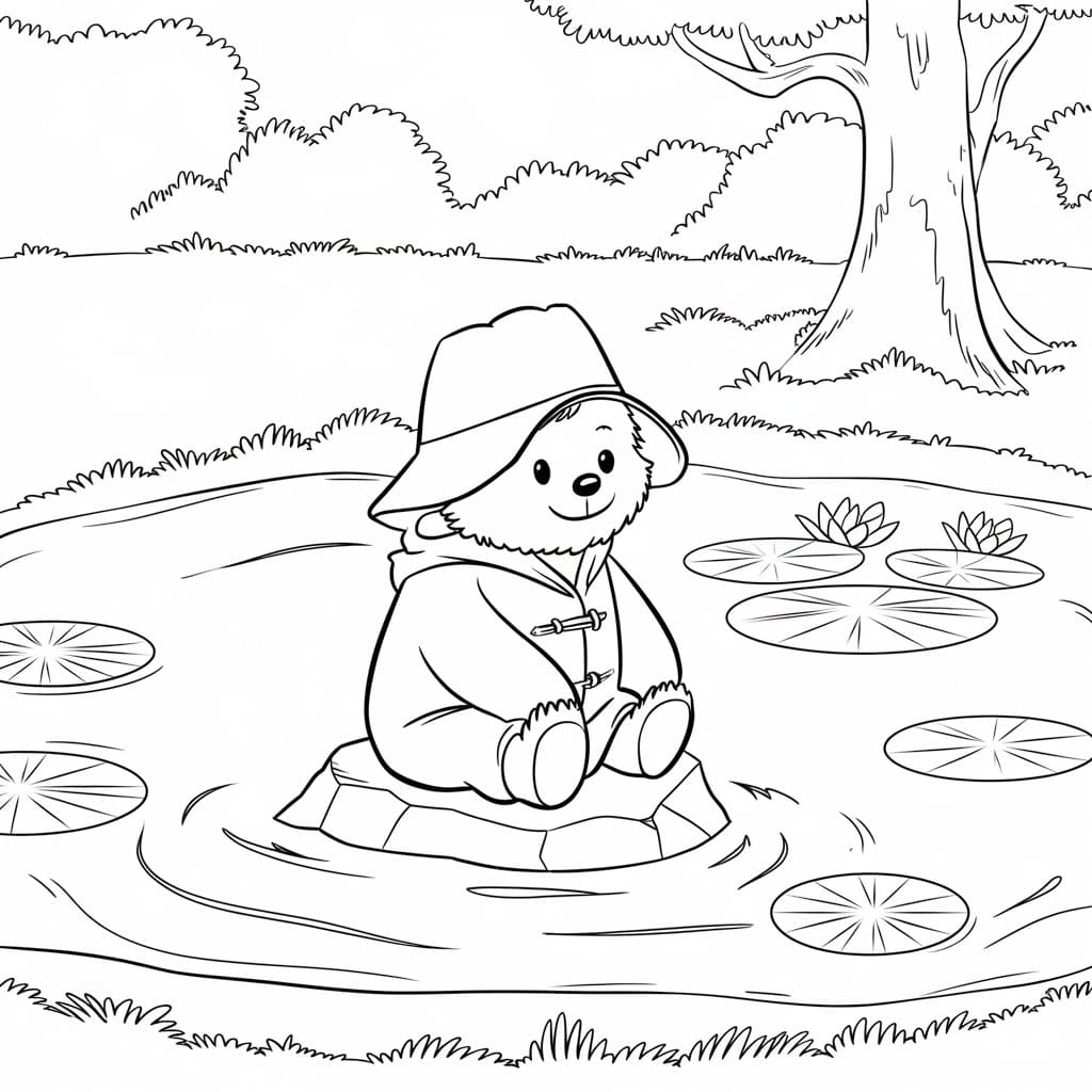Pikku Paddington järvessä Värityskuva