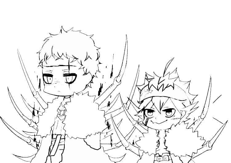 Chibi Asta ja Zeno Värityskuva