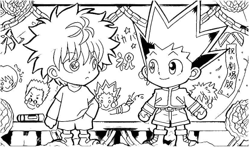 Chibi Killua ja Gon Värityskuva
