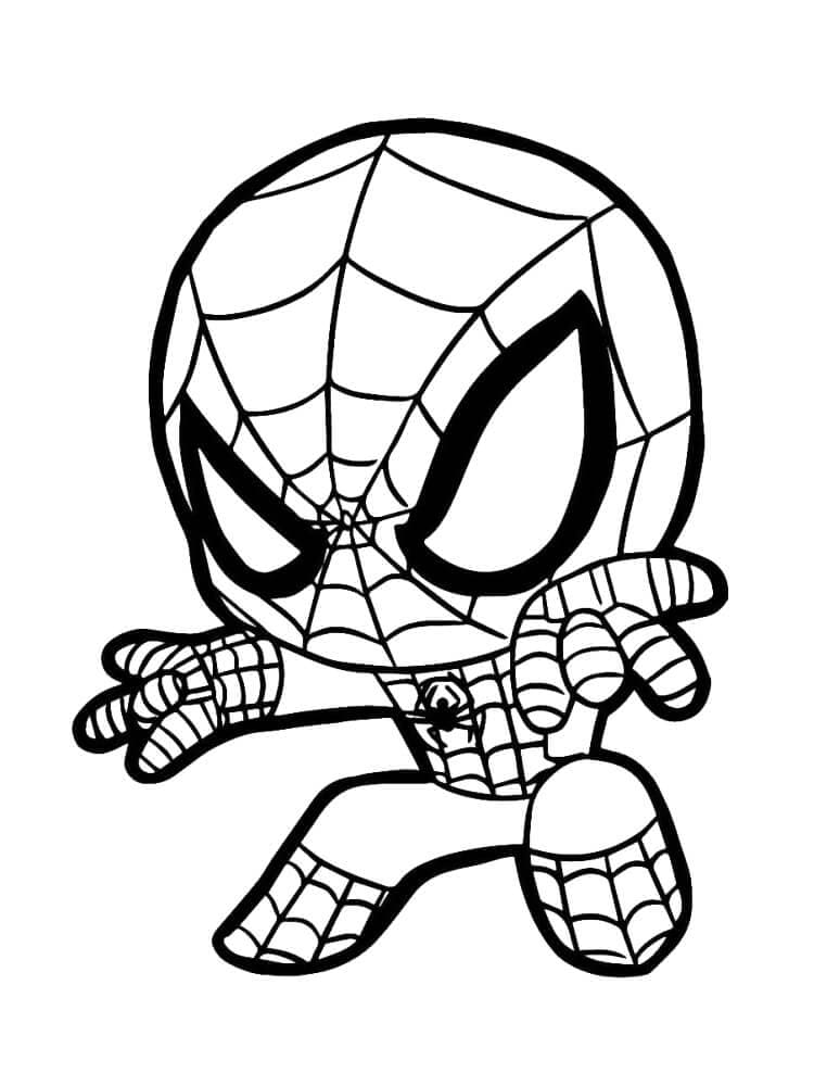 Chibi Spiderman Värityskuva