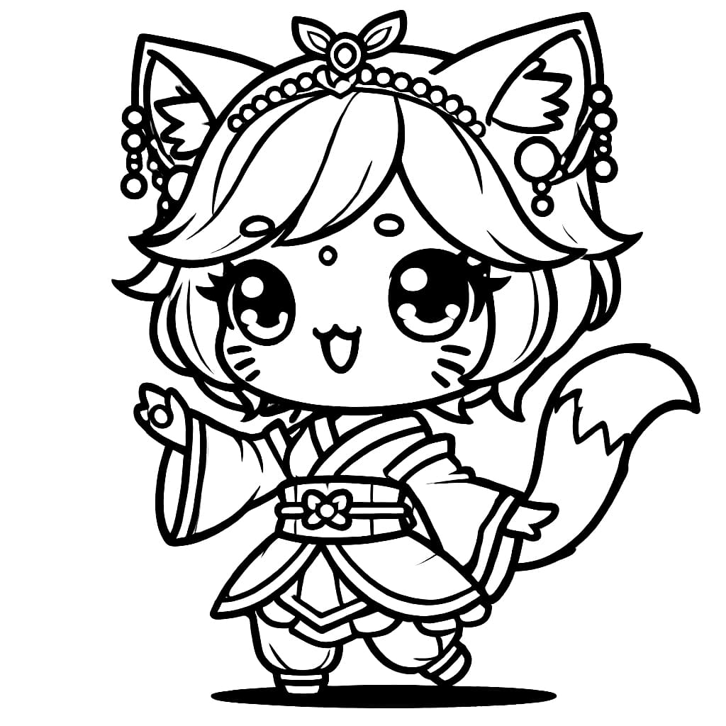 Chibi anime kissa Värityskuva