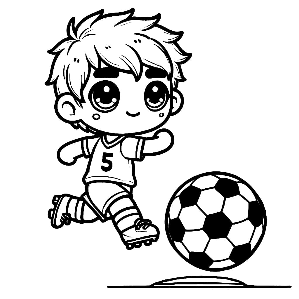 Chibi jalkapalloilija Värityskuva