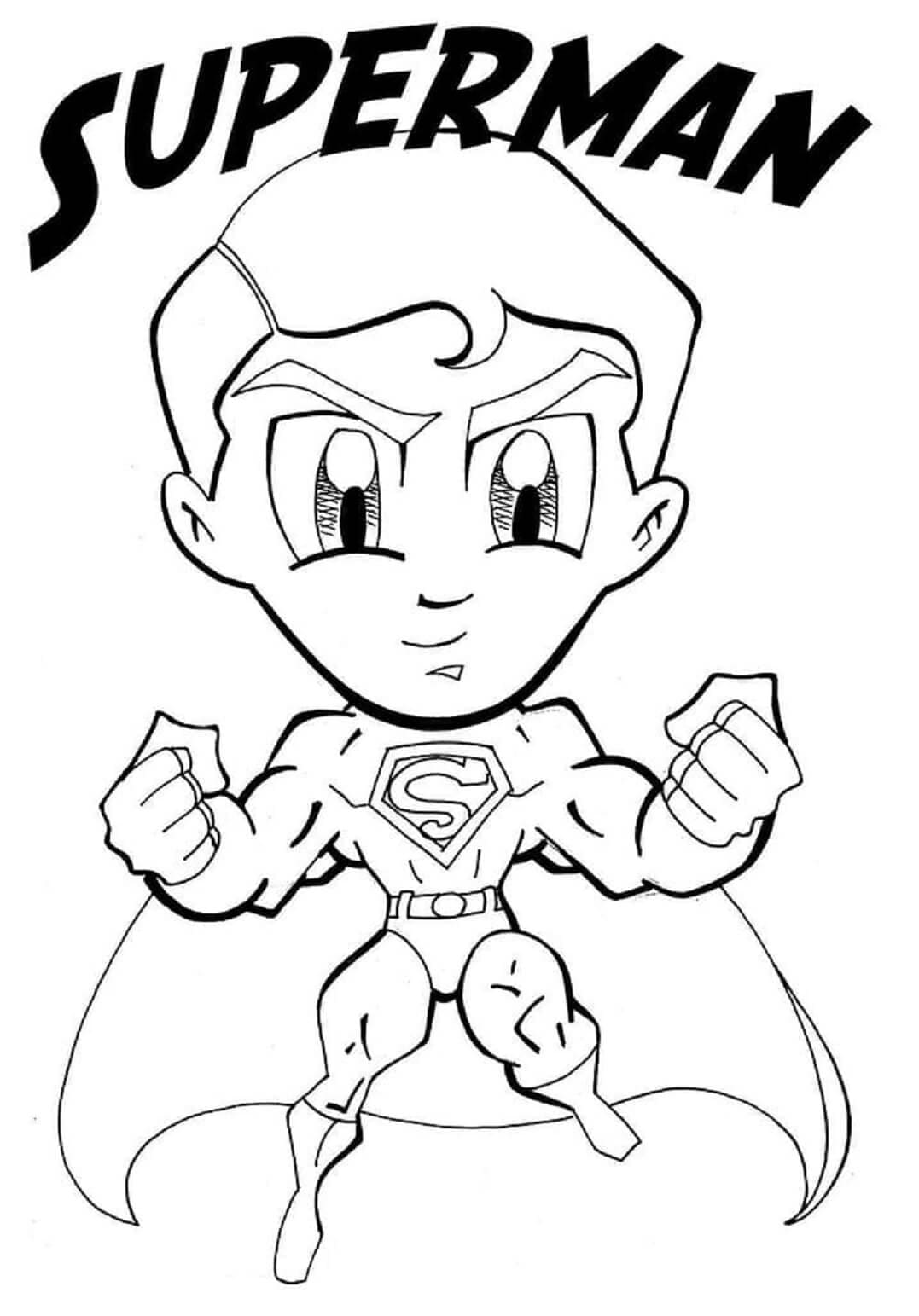 Hymyilevä Chibi Superman Värityskuva