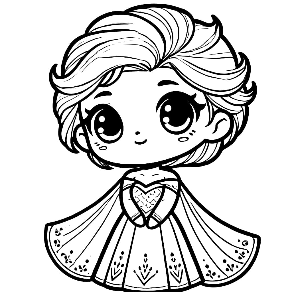 Chibi Elsa kuva Värityskuva