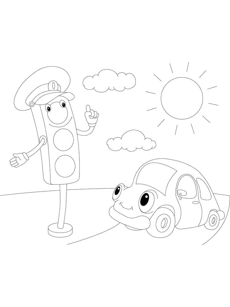 Hyvää liikennevaloa Värityskuva