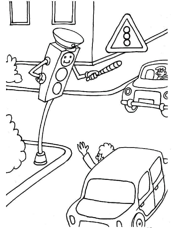 Liikennevalo 7 Värityskuva