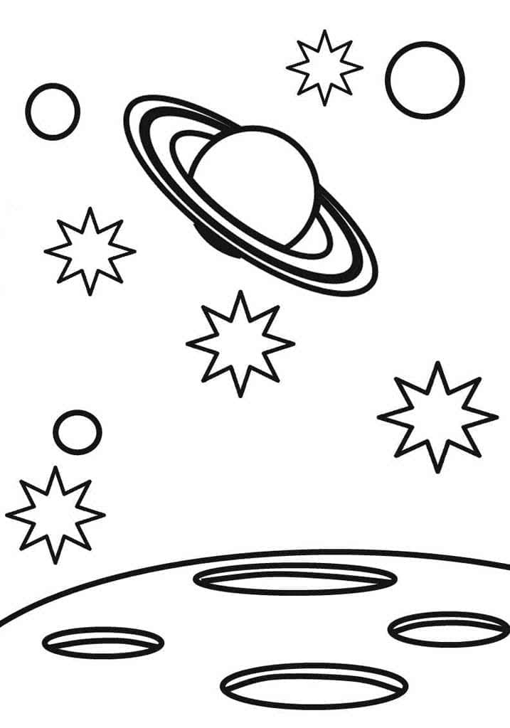 Planeetta ja tähdet aurinkokunnassa Värityskuva