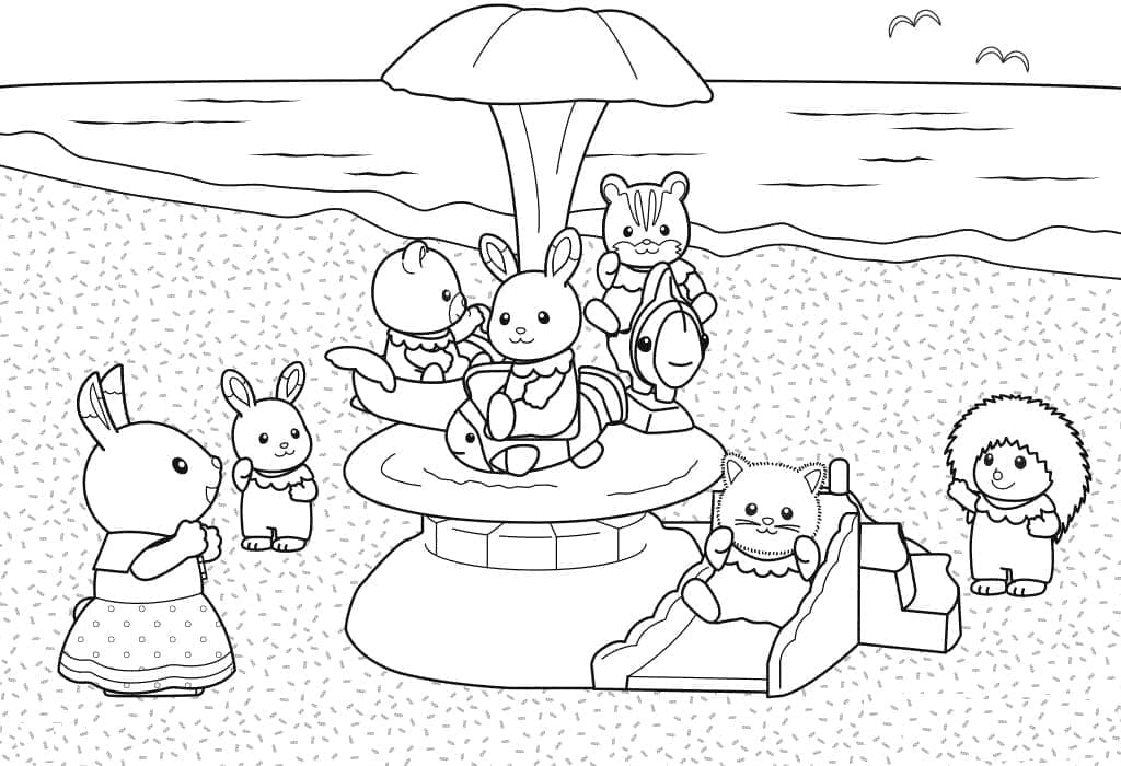 Sylvanian Families rantakaruselli Värityskuva