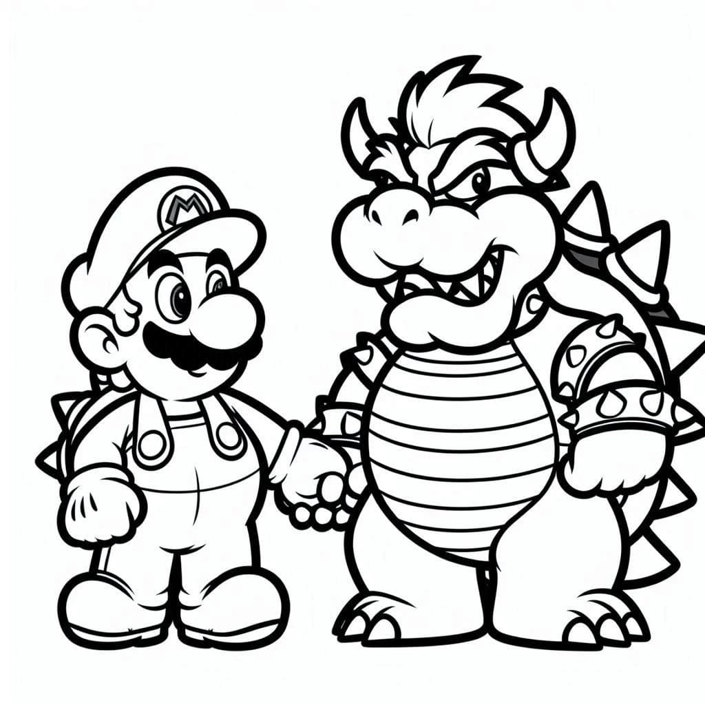 Bowser Marion kanssa Värityskuva