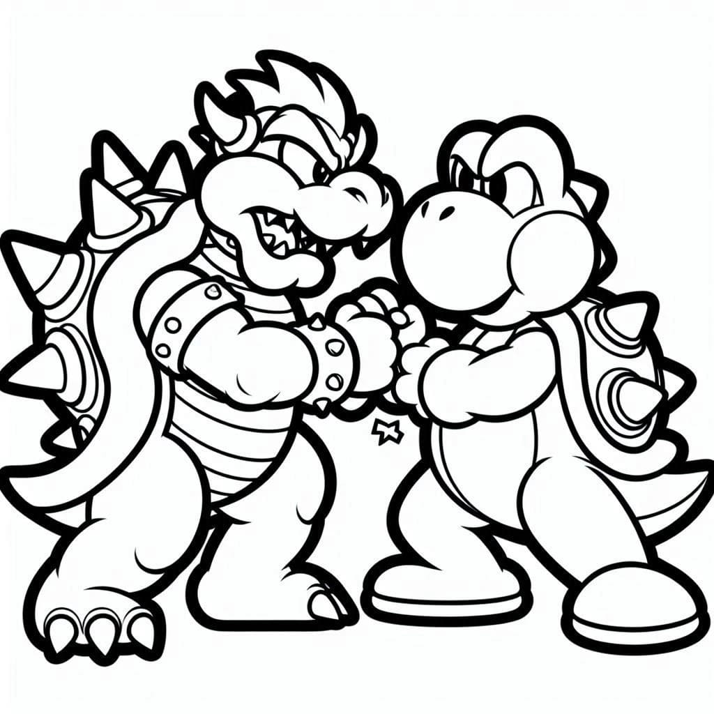 Bowser Yoshin kanssa Värityskuva