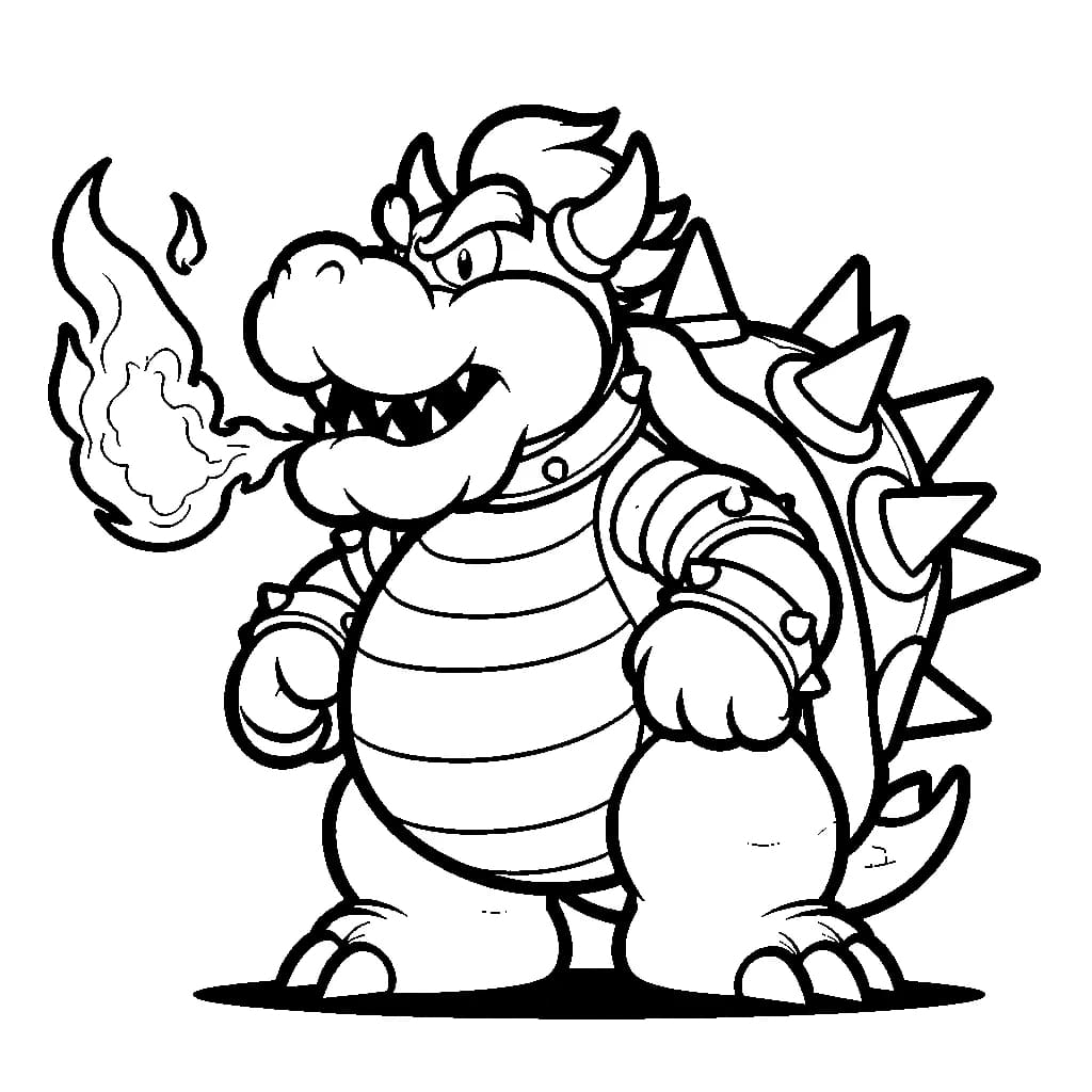 Bowser hengittää tulta Värityskuva