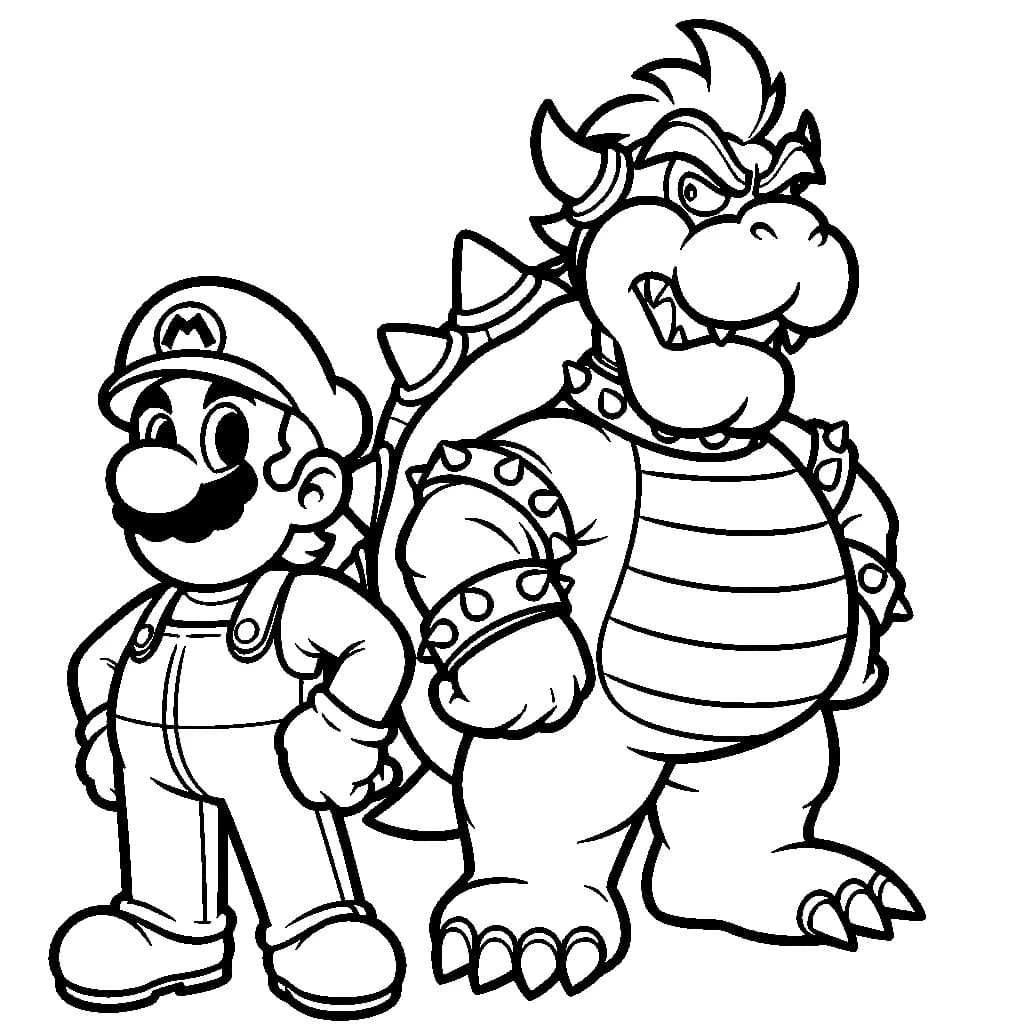 Bowser ja Mario ilmaiseksi Värityskuva