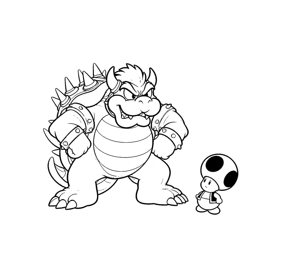 Bowser ja Pikku Toad Värityskuva