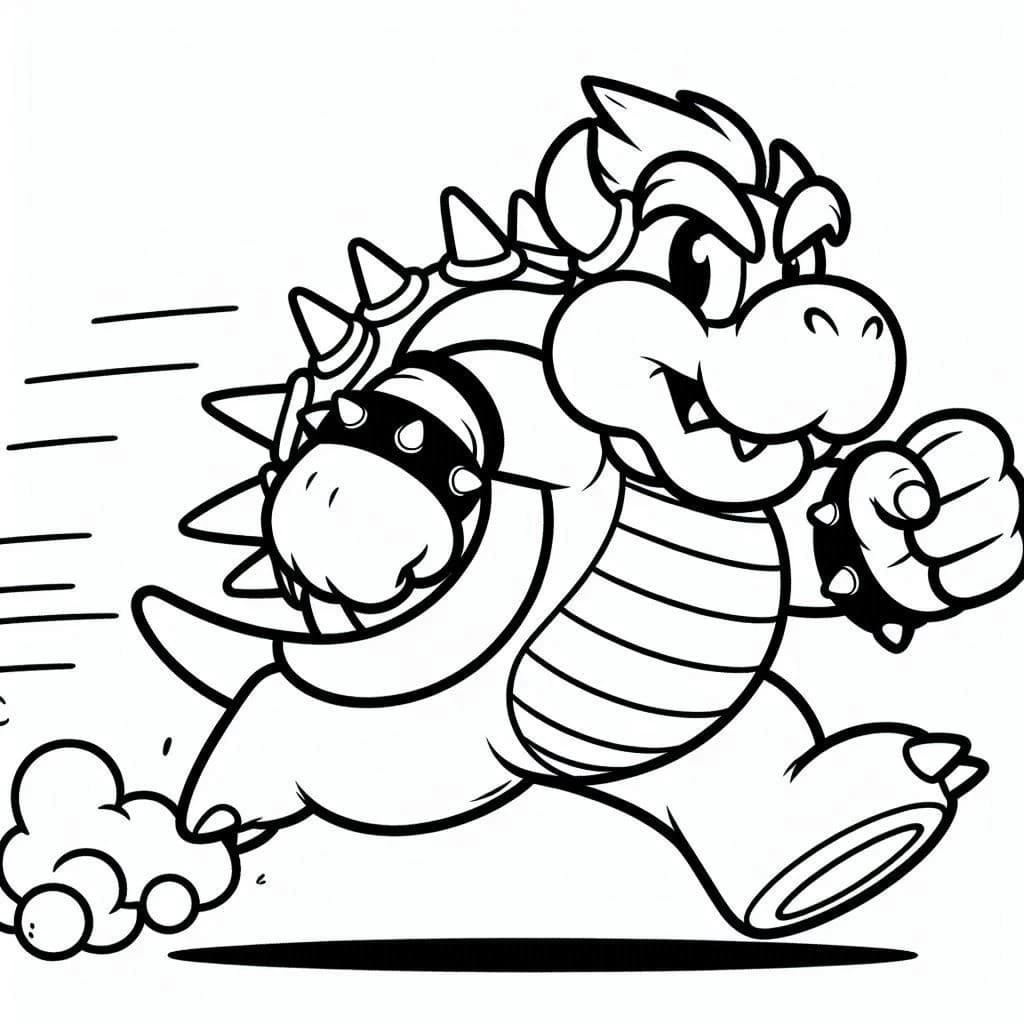 Bowser juoksee nopeasti Värityskuva