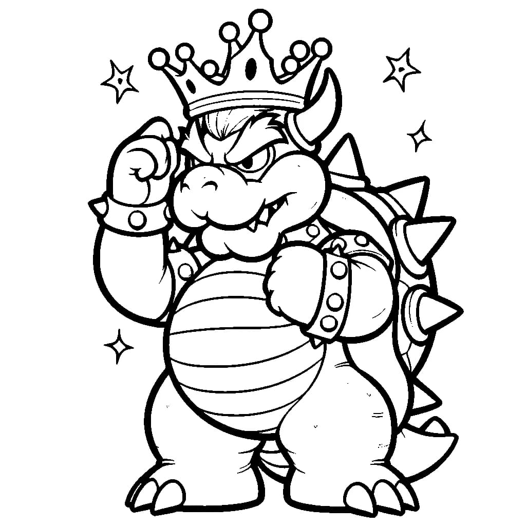 Bowser kuningas ilmainen Värityskuva