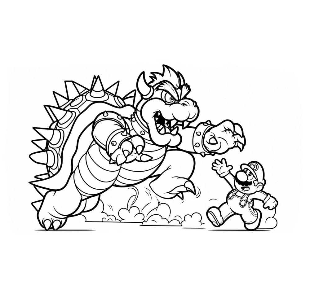 Bowser saalis Mario Värityskuva