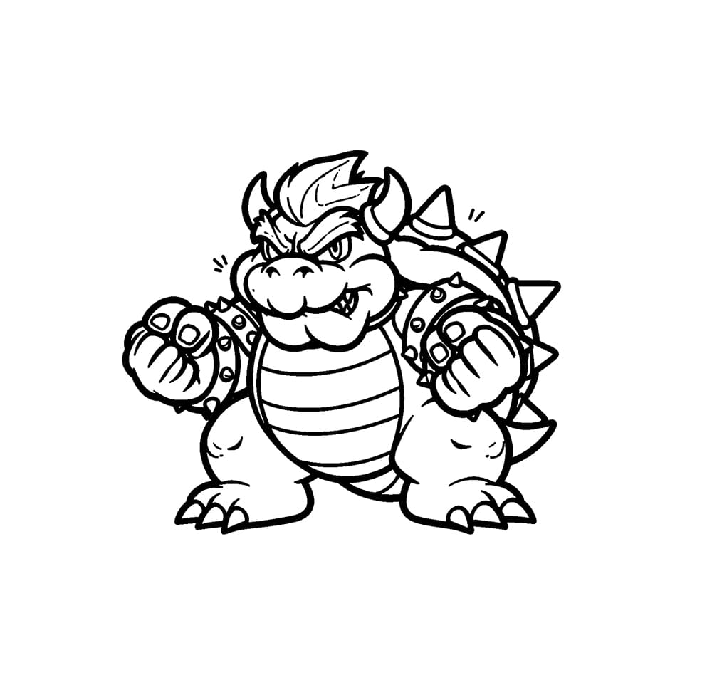 Bowser söpö vihainen Värityskuva
