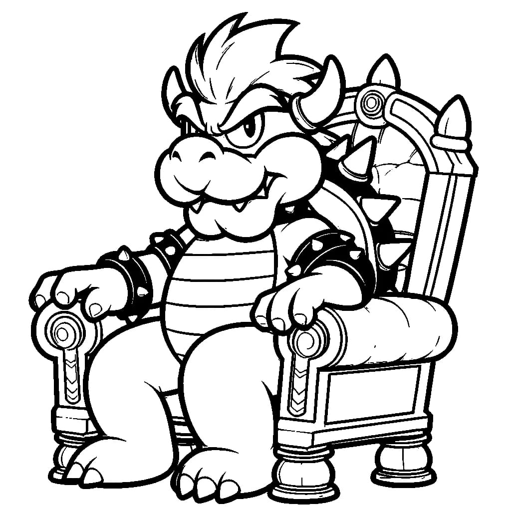 Bowser tuolilla Värityskuva