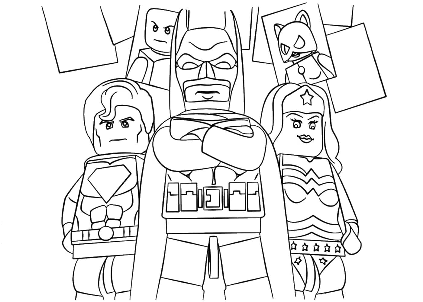 Lego Batman ja DC hahmo Värityskuva