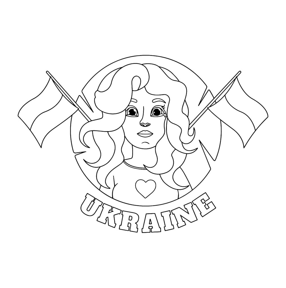 Rakkaus Ukrainan lippuun Värityskuva
