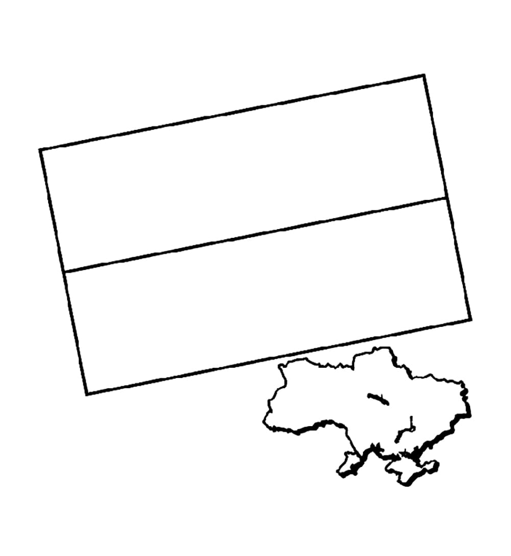 Ukrainan lippu ja kartta Värityskuva