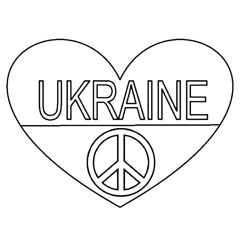 Ukrainan lippu sydämessä Värityskuva