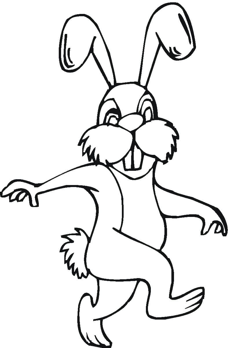 Kävelevä Kani Värityskuva