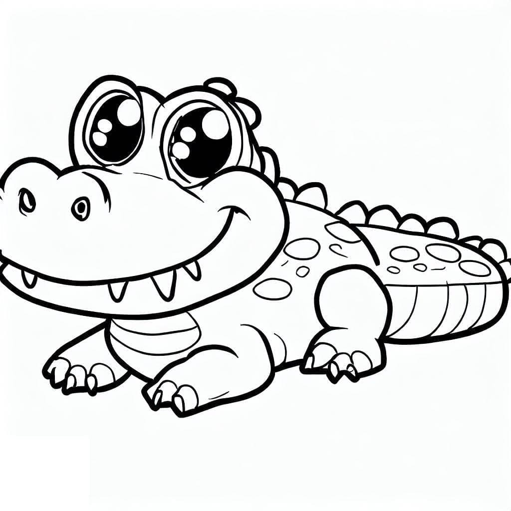 Kawaii krokotiili Värityskuva