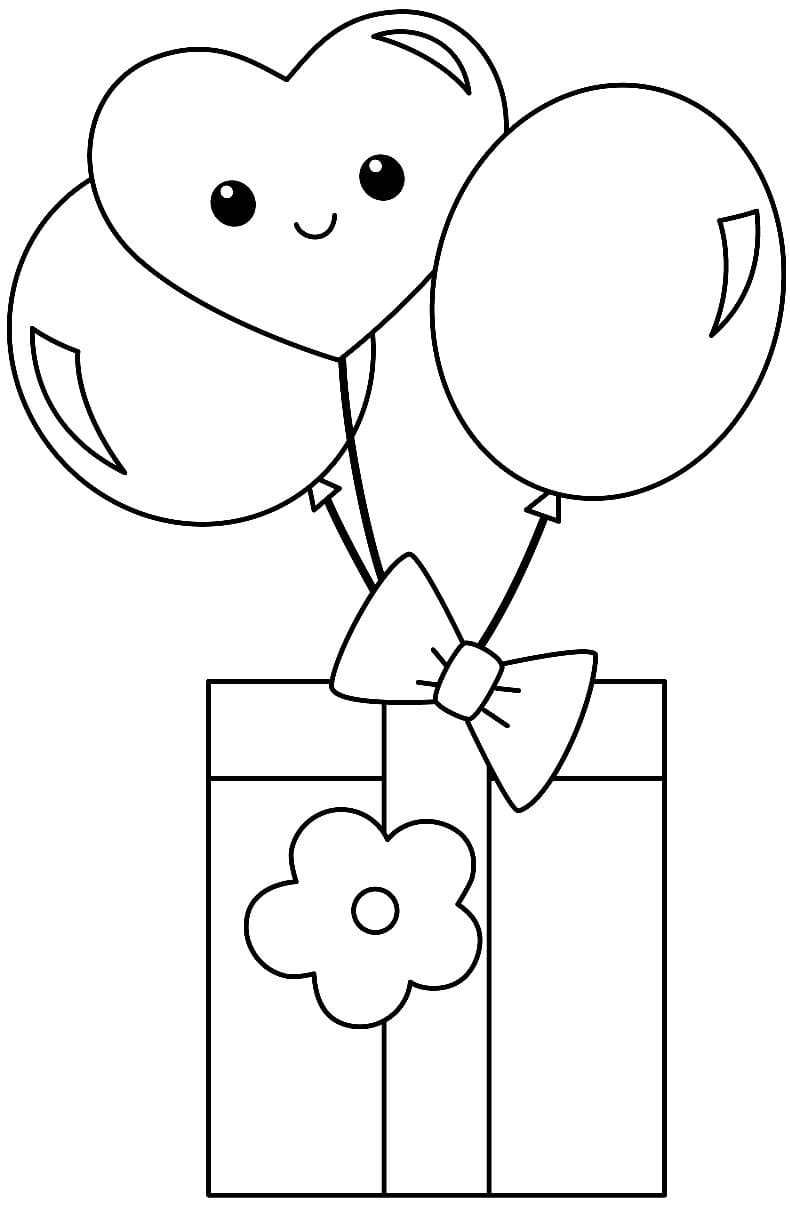 Lahjalaatikko Kawaii Värityskuva