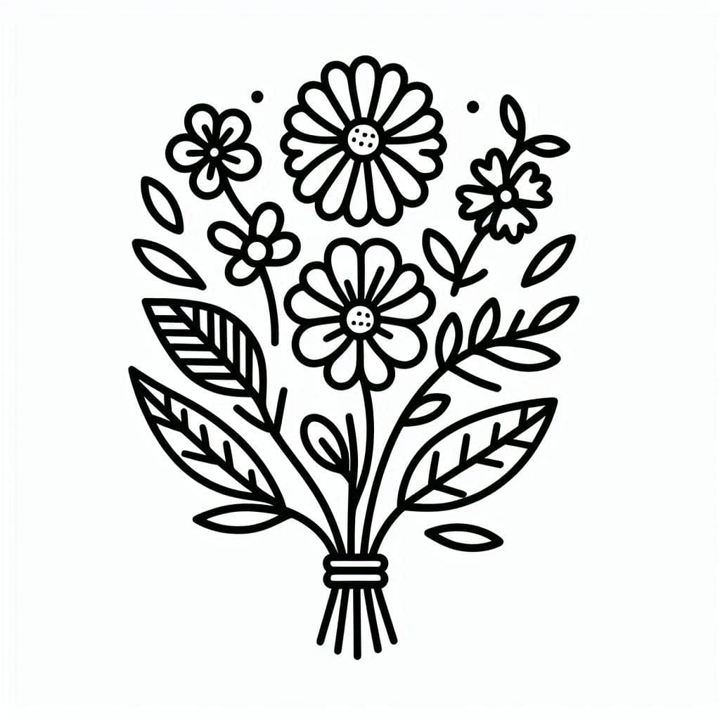Normaali kukkakimppu Värityskuva