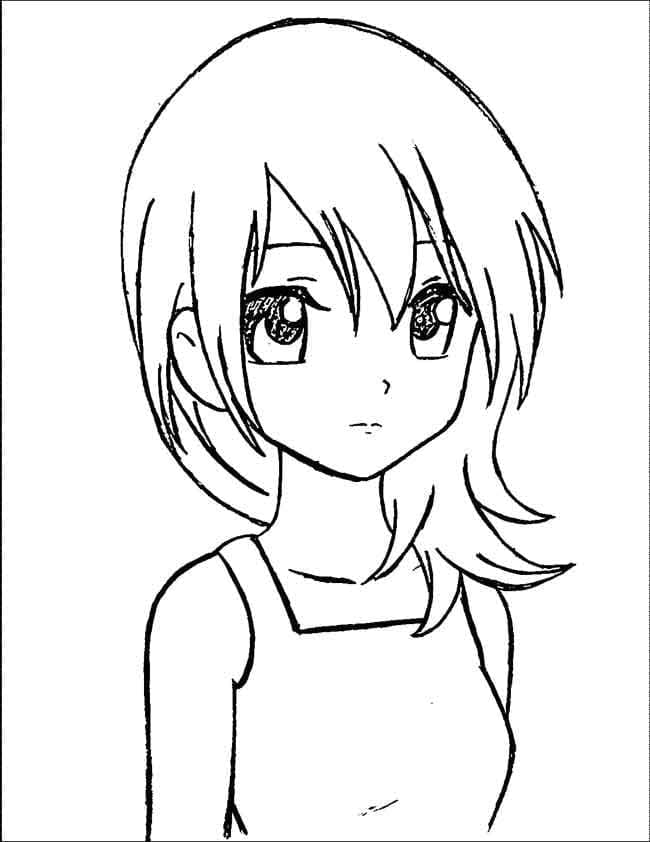 Anime tyttö Tulostettava Värityskuva