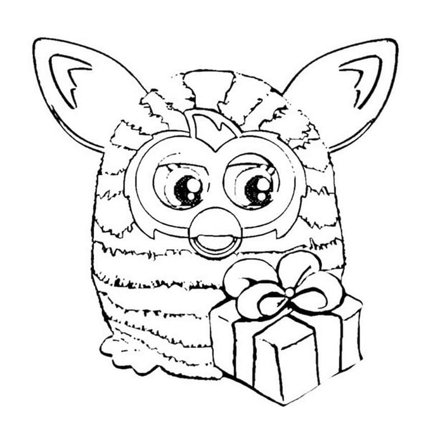 Furby ja lahja Värityskuva