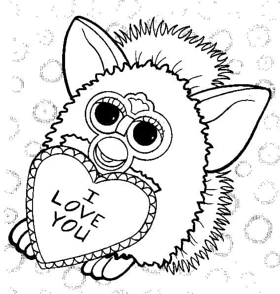 Furby ja sydän Värityskuva
