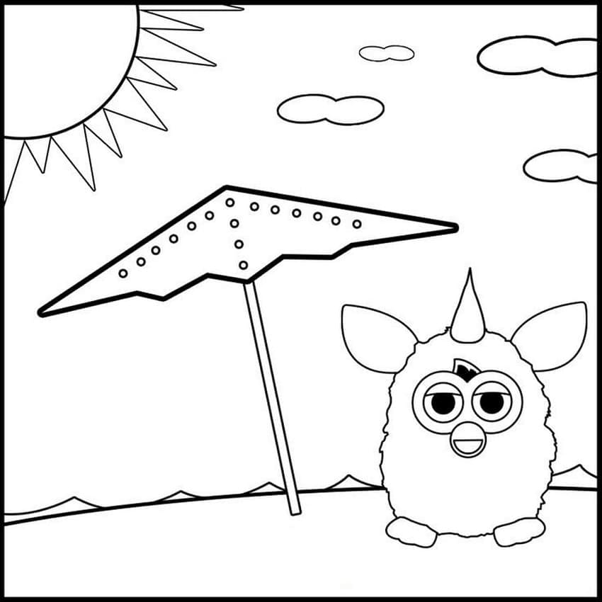 Furby rannalla Värityskuva