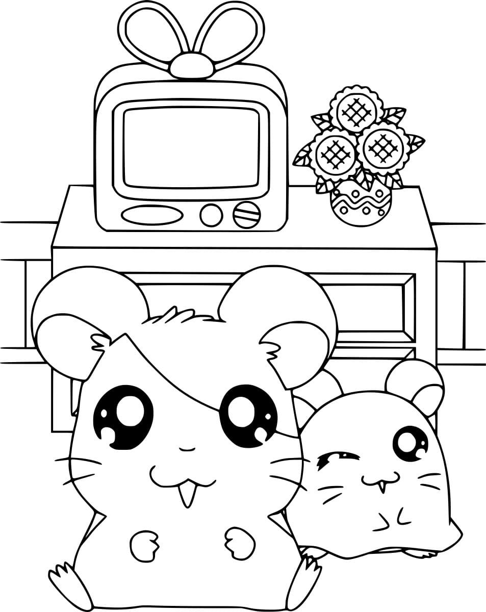 Hamtaro ja Penelope Värityskuva