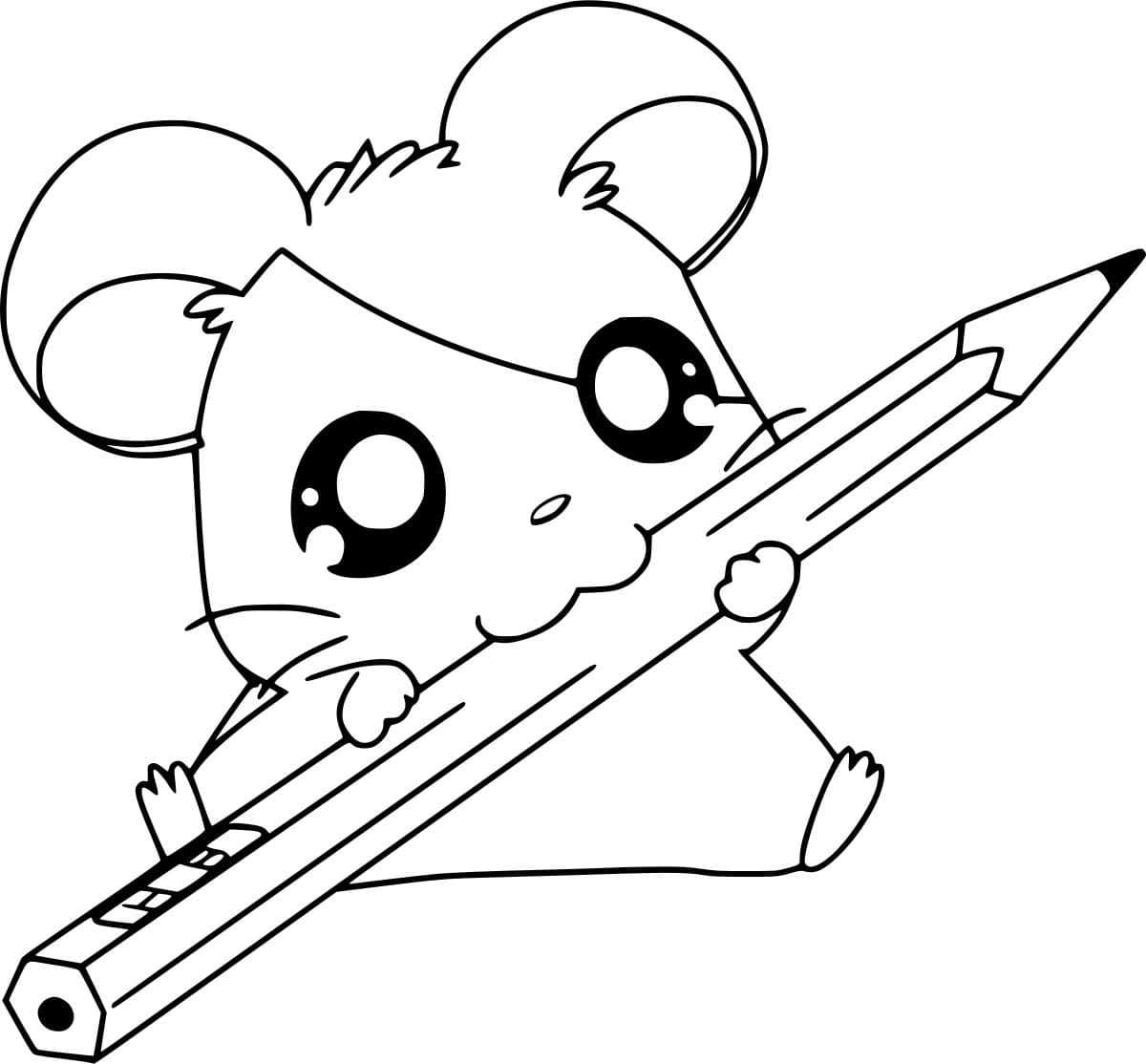 Hamtaro puree kynää Värityskuva