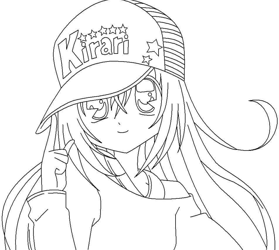 Kaunis animetyttö Värityskuva
