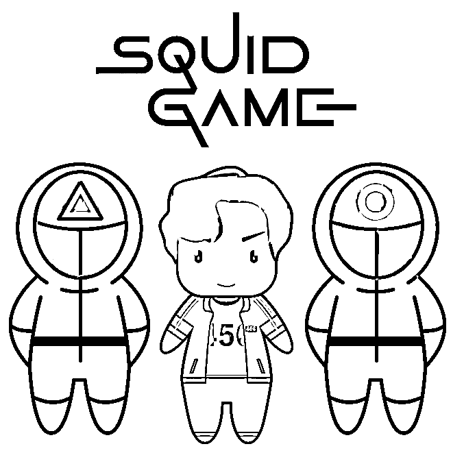 Squid Game 456 Pelaaja ja vartijat Värityskuva